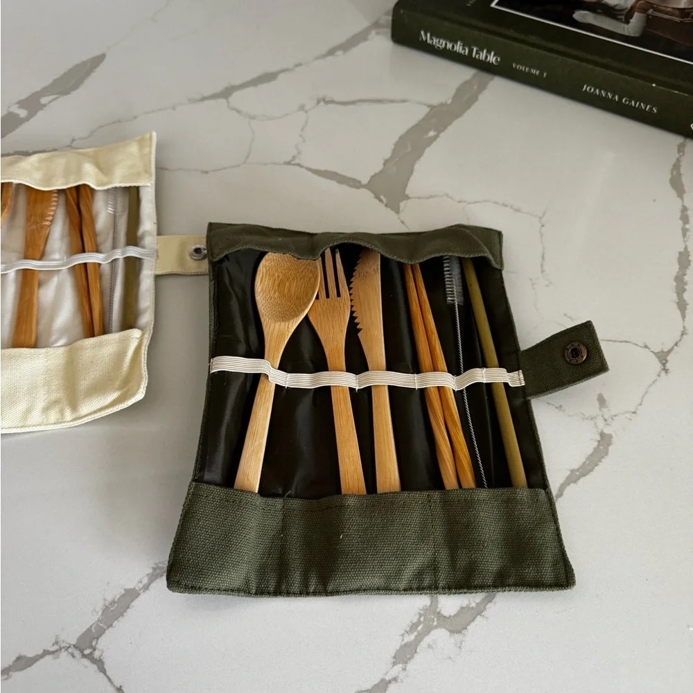 Eco-Friendly Bamboo Cutlery Set with Case Picnic